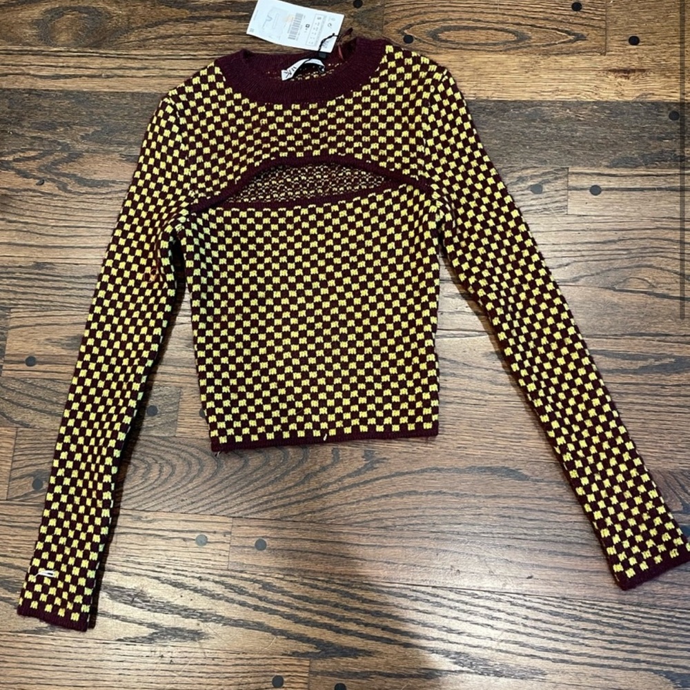 Zara NEW Cut Out Jacquard Sweater - Picture 2 of 4